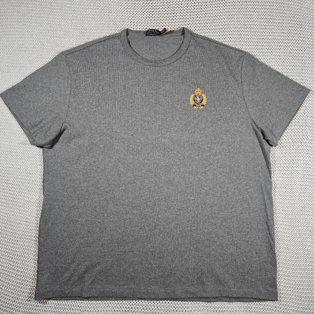 Polo Ralph Lauren Heavy Knit Crest Tee Shirt Men Sz XXL Gray Short Sleeve